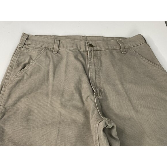 Carhartt Canvas Dungaree Carpenter Work Pants Mens 36x30 Relaxed Desert Duck B11 - Picture 4 of 16